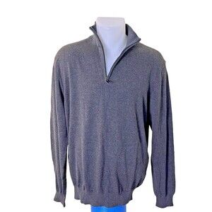 Jos A Bank Travelers Sweater Men's L Grey 1/4 Zip Pima Cotton Pullover
